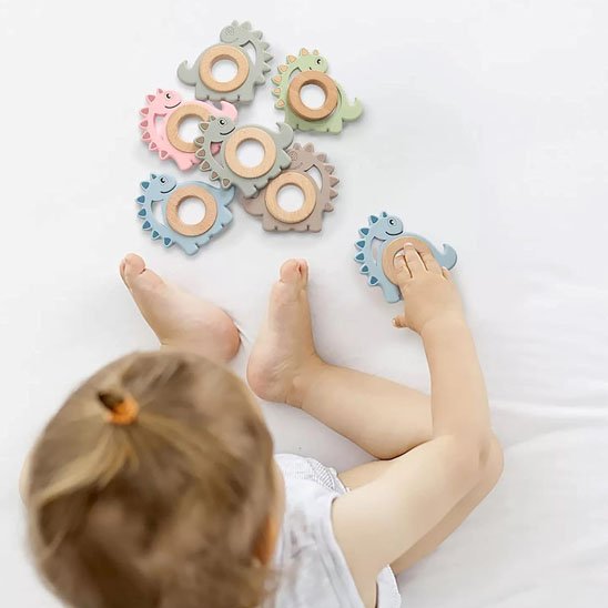 Anneau de dentition dino rose