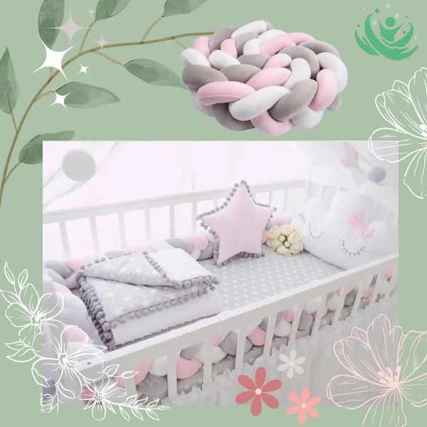 Tresse de lit rose blanc gris
