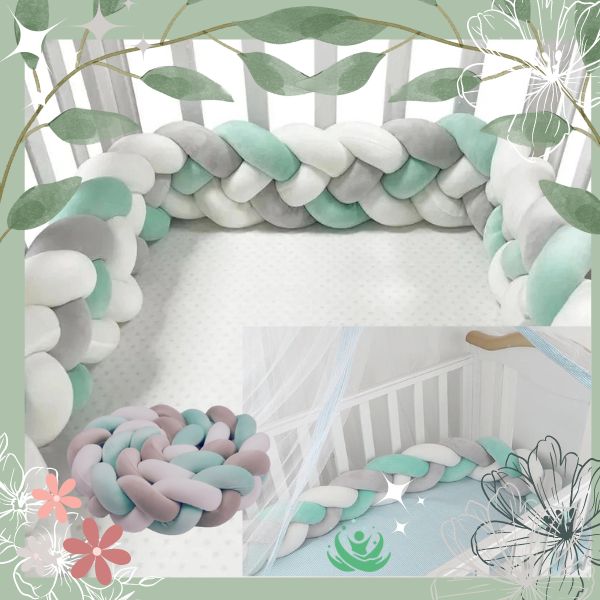 Tresse de lit vert blanc gris