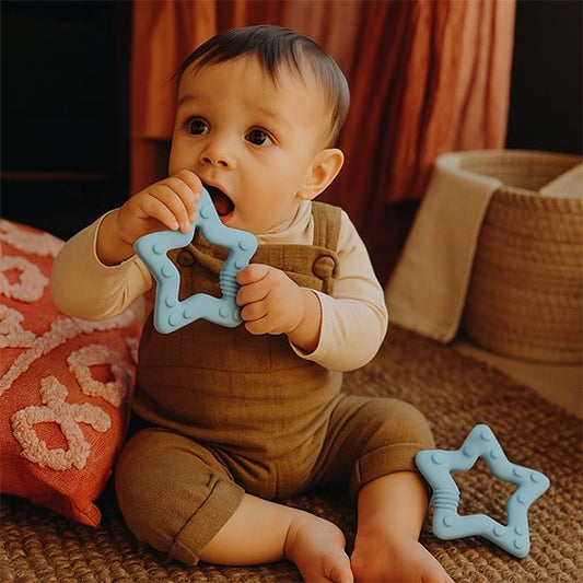 Anneau de dentition bleu ciel