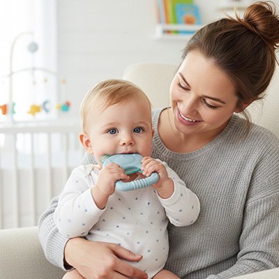 Anneau de dentition bleu tendre