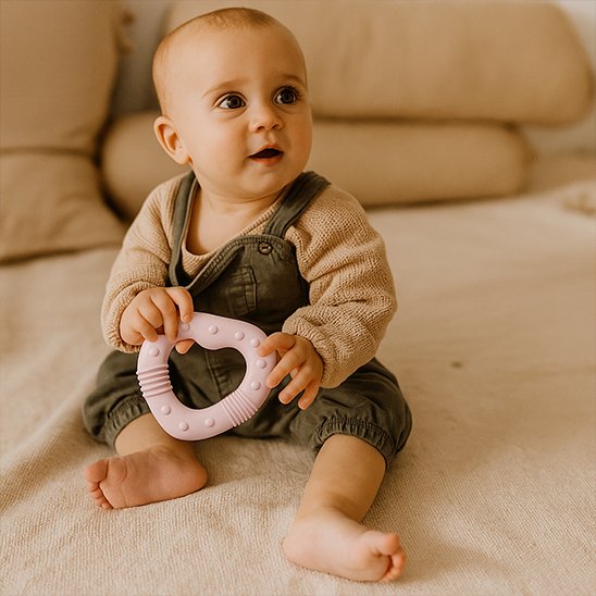 Anneau de dentition rose poudré