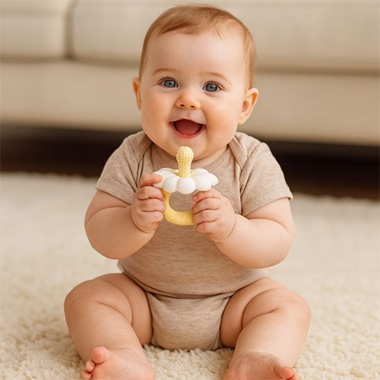 Anneau dentition bébé Jaune