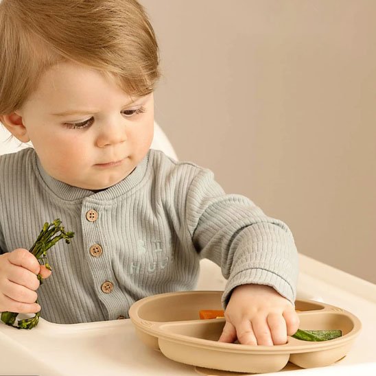 Assiette bebe a compartiment beige
