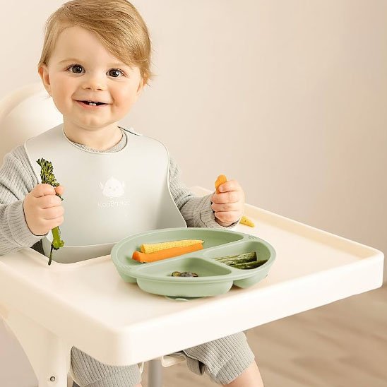 Assiette bebe a compartiment vert