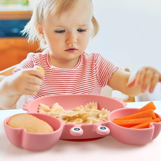 Assiette bebe crabe rose