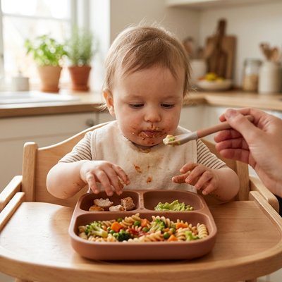 Assiette bébé ventouse a compartiments brun