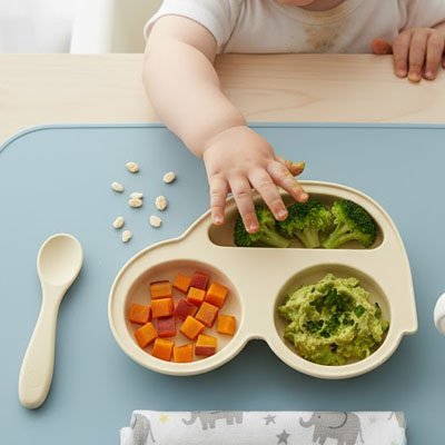 Assiette bébé ventouse a compartiments jaune