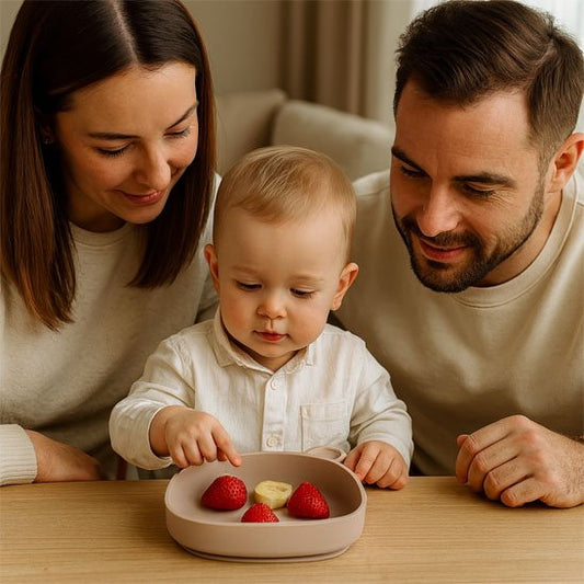 Assiette bébé ventouse antidérapante beige