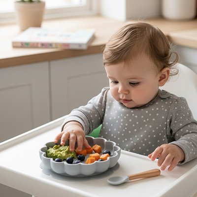 Assiette bébé ventouse bleu