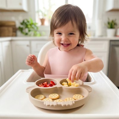 Assiette bebe ventouse Hiboux beige