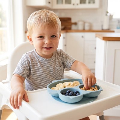 Assiette bebe ventouse Hiboux bleu
