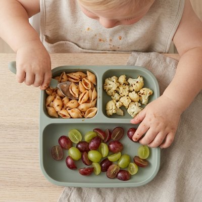 Assiette bébé ventouse silicone vert