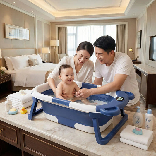 Bain bébé portable bleu-blanc