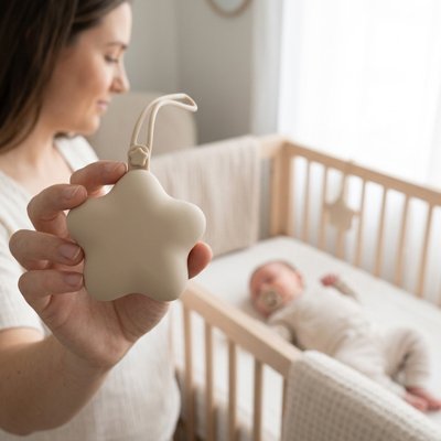 Boite a tetine étoile blanc cassé