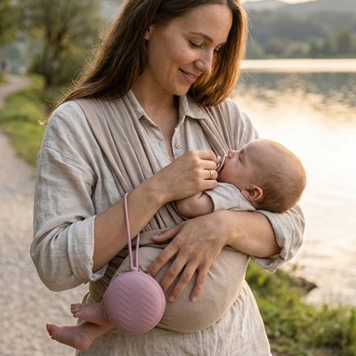 Boite a tetine portable rose-mauve