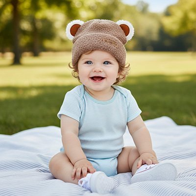 Bonnet bebe Teddy marron