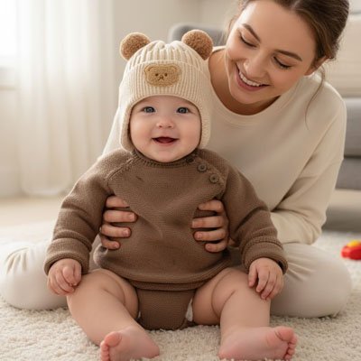 Bonnet bebe beige doux