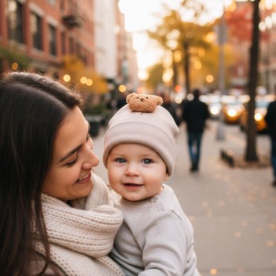 Bonnet bebe chaud et doux kaki