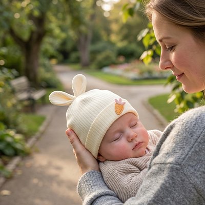 Bonnet bebe lapin rose