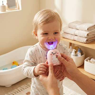 brosse a dent pour bebe dino rose