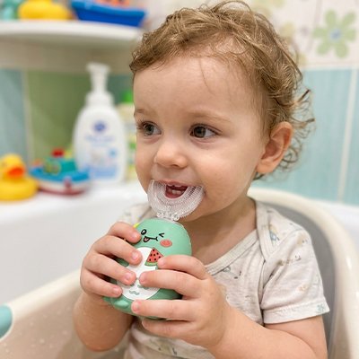brosse a dent pour bebe dino vert