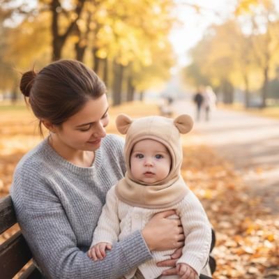 Cagoule pour bebe kaki