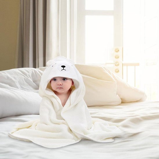 Cape de bain bébé  douce et absorbante blanc
