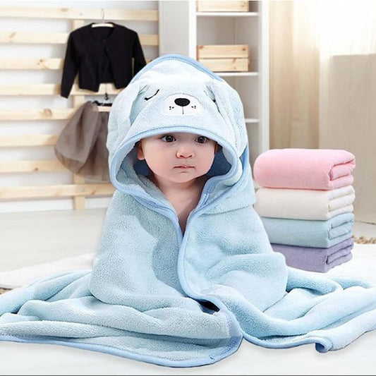 Cape de bain bébé  douce et absorbante bleu