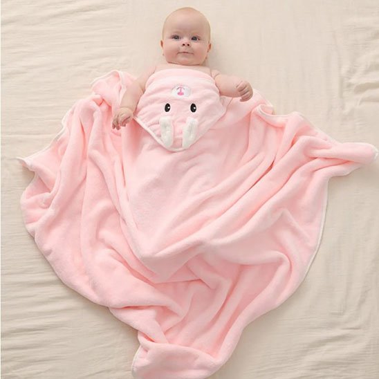 Cape de bain bébé douce et absorbante rose