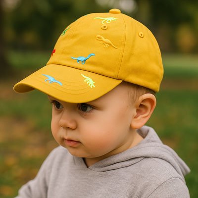 Casquette bebe dino jaune