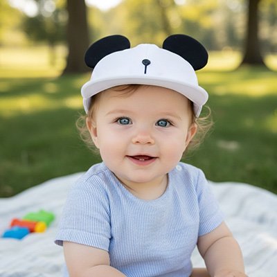 Casquette bebe panda blanc