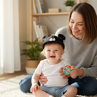 Casquette bebe panda noir