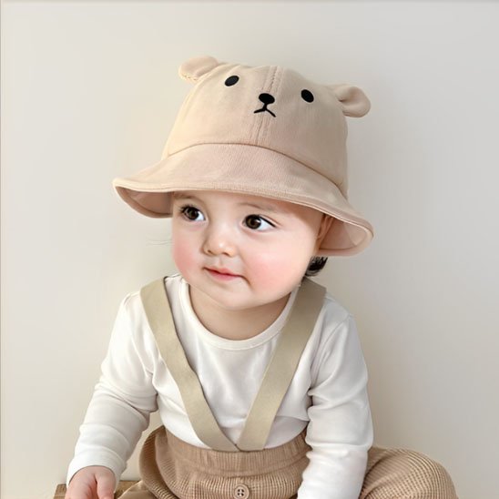 Chapeau bebe oreilles ourson beige