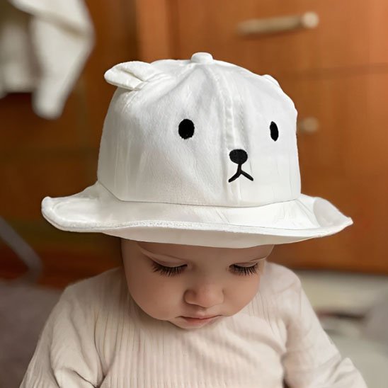 Chapeau bebe oreilles ourson Blanc
