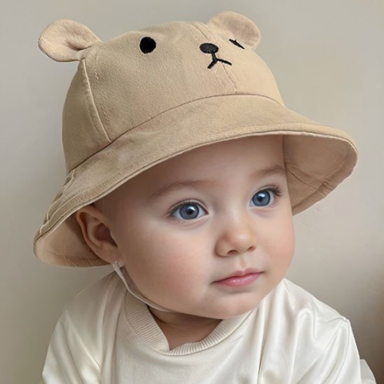 Chapeau bebe oreilles ourson Caramel
