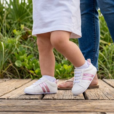 Chaussure bebe bandes rose