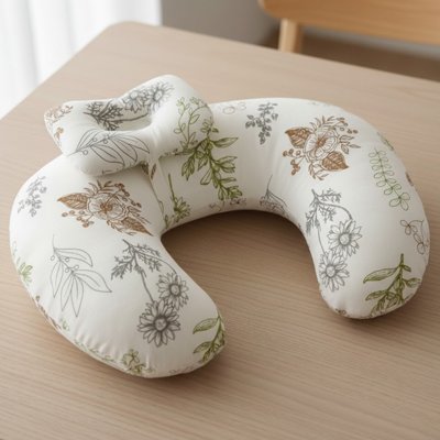 Coussin d'allaitement blanc / feuille