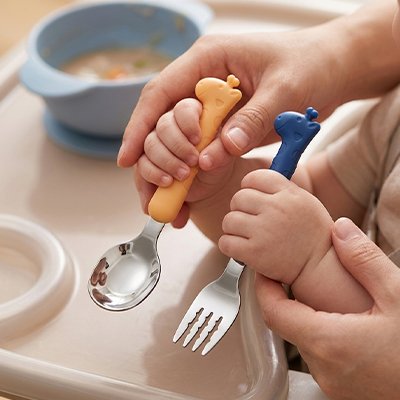 Couvert pour bebe​ complet ergonomique bleu