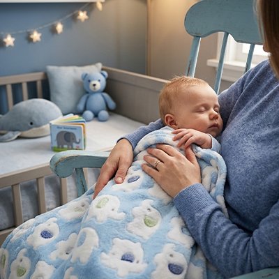 couverture bébé douce éléphant bleu
