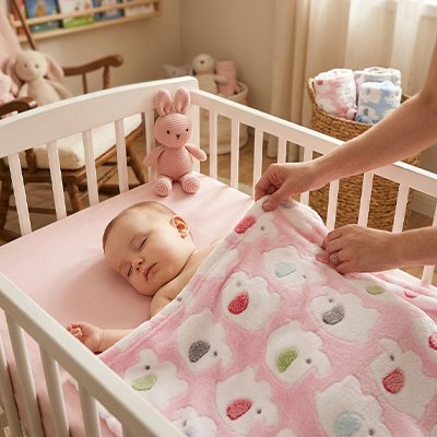 couverture bébé douce éléphant rose