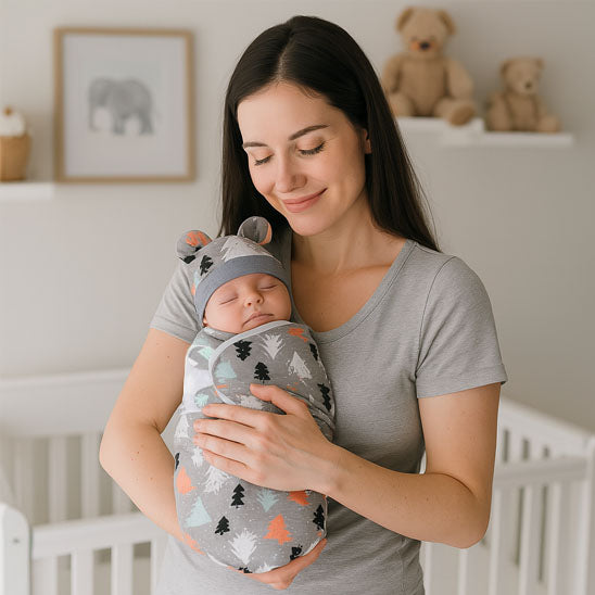 Couverture emmaillotage gris sapin