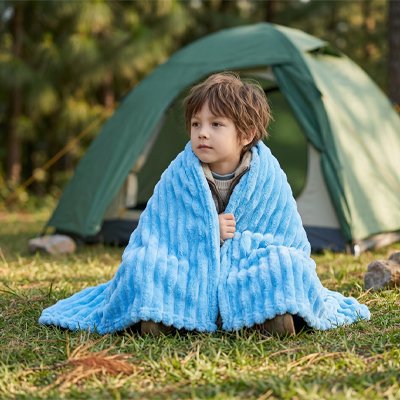 Couverture enfant douce et polyvalente bleu