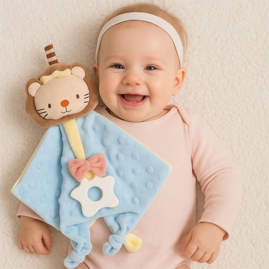 Doudou bebe lion bleu