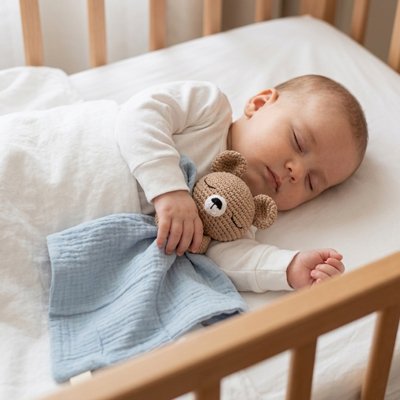 Doudou bebe ourson bleu
