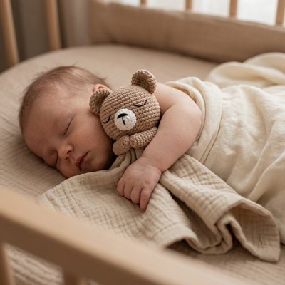 Doudou bebe ourson kaki