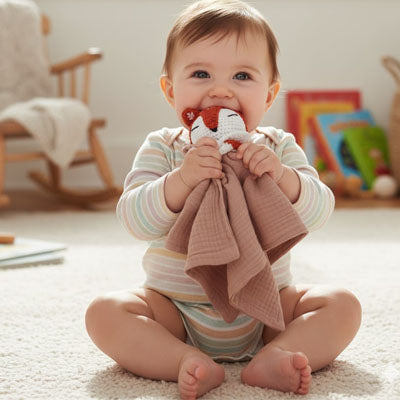 Doudou bébé renard rose