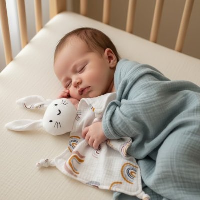 Doudou lapin arc en ciel