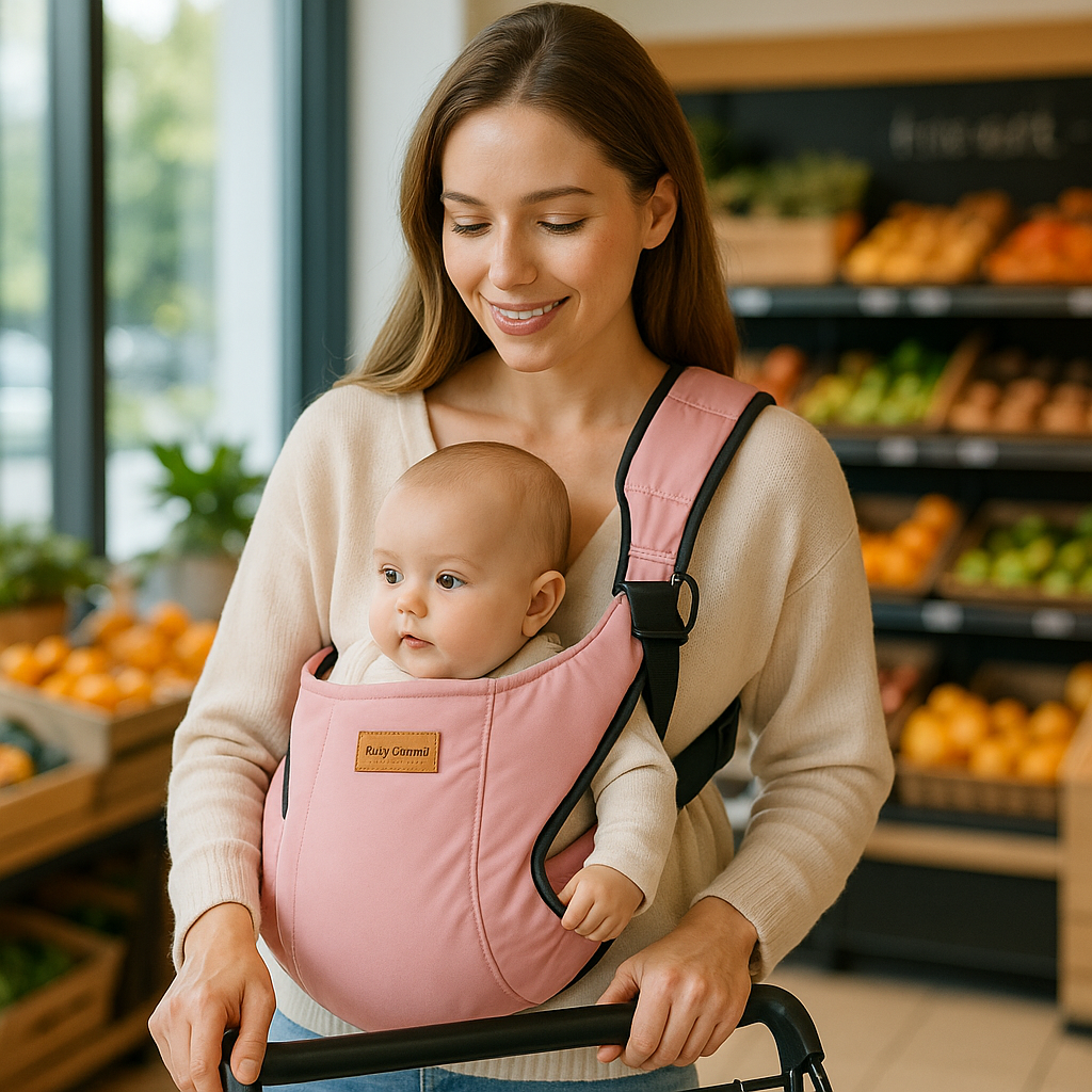 écharpe de portage ergonomique rose