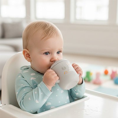 Gobelet bebe antidérapant gris